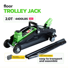 DRIVEUPTOOLS 2 Ton Hydraulic Trolley Jack with Carry Case – 5.3 to 13.4 inches Lifting Range – Compact & Heavy-Duty Portable Car Jack for Cars & SUVs – Reliable 4400 lbs Garage & Workshop Tool