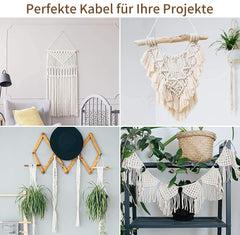 Makramee Garn 3mm x 200m, Baumwollkordel Farbig Baumwollgarn Geflochten Baumwollseil, Natürliche Baumwollschnur für Makramee Wandbehang, Blumenampel, Vorhang und Mehr DIY Deco, Bläuliches Grün