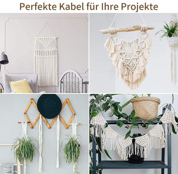 Makramee Garn 3mm x 100m, Baumwollkordel Farbig Baumwollgarn Geflochten Baumwollseil, Natürliche Baumwollschnur für Makramee Wandbehang, Blumenampel, Vorhang und Mehr DIY Deco, Dunkelgrün
