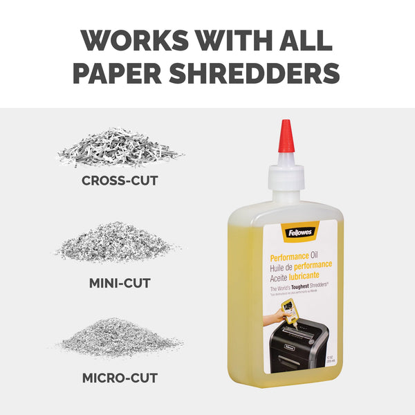 Fellowes Shredder Oil for Micro Cut and Cross Cut Paper Shredders, 355ml - Shredder Oil Lubricant