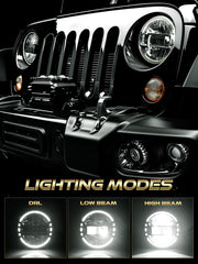 AUDEXEN New Brighter 7 Inch Led Headlights DOT Approved Round Headlight with DRL Low Beam & High Beam Compatible with Jeep Wrangler JK JKU LJ CJ TJ 1997-2018 LED Head lamps - Chrome