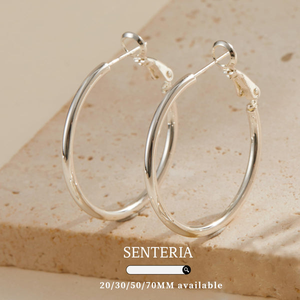 Senteria Creolen Silber 925 für Damen Hypoallergen Ohrringe Creolen Silber 925 Groß Leichte Dünne Damen Mädchen Ohrringe 30mm