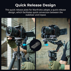 SMALLRIG Quick Release Plate Adapter for Manfrotto for DJI RS 2 / RSC 2 / RS3 / RS 3 Pro/RS 4 / RS 4 Pro, with Quick Release Plate for Arca-Swiss, HawkLock H38-4638