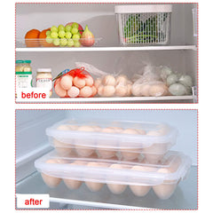 DHYLRICHER 2 Pack Modern Transparent Plastic Egg Trays, Rectangular, Holds 36 Eggs, Fits 18x2 Eggs, Sturdy, Freezer Safe, Hand Wash Only