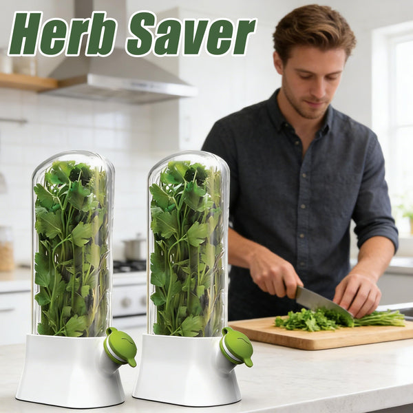 SUQ 2PCS Herb Saver for Refrigerator, 27*13 CM, Fresh Herb Keeper Herb Storage Container, Vegetable Storage Long Term Freshness Preservation, Keeps Cilantro Greens Fresh for 2-3 Weeks