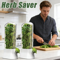SUQ 2PCS Herb Saver for Refrigerator, 27*13 CM, Fresh Herb Keeper Herb Storage Container, Vegetable Storage Long Term Freshness Preservation, Keeps Cilantro Greens Fresh for 2-3 Weeks