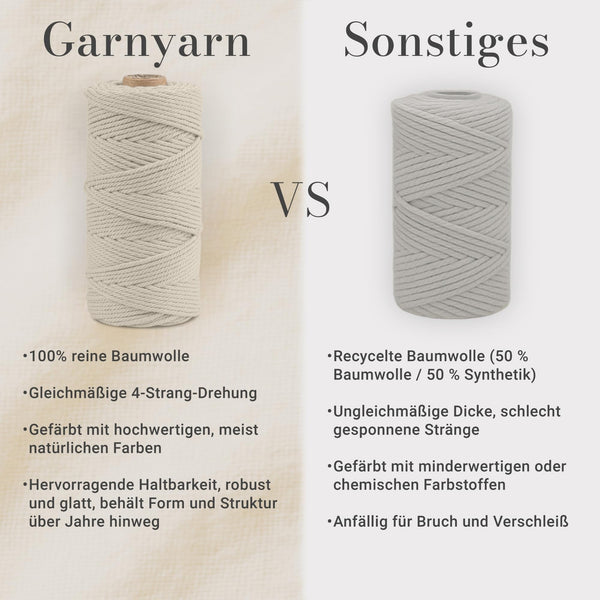 GARNIYARN Makramee Garn 3mm 3er-Set 300m, Olive Green