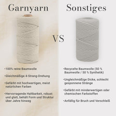 GARNIYARN Makramee Garn 3mm 3er-Set 300m Latte