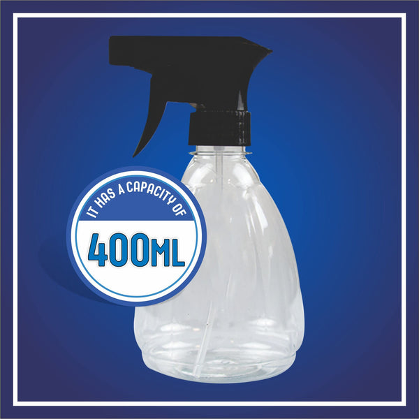 Empty Spray Bottle Plastic Bottles Essential Oil Gardening Trigger Sprayer Reusable Fine Mist Travel Party Barbershop Plant Mist Kitchen Bathroom Organic Cleaning Hair Salon 400ml (2PC)