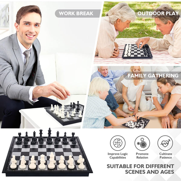 Peradix Chess Board Set Game -Travel Magnetic Chess Piece Set with Chess Folding/Portable Storage Board-Traditional Strategy Game for Kids/Children/Adults