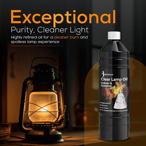 Quebec Clear Lamp Oil 2 x 1L – Clean Burning for Indoor & Outdoor Oil Lamps, Lanterns & Torches, Odorless Formula