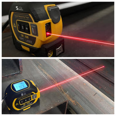 SUNHAIXIA Laser Tape Measure 3-in-1 with Large LCD Display | Digital Laser Measurement Tool in/ft/m Scales up to 131ft/40M with calculations | Tape Measure 16ft/5M and Cross Line Laser (Yellow)