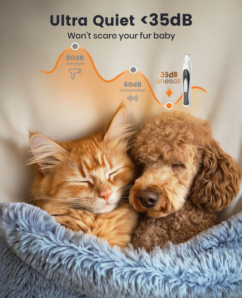 oneisall Low Noise Dog Paw Trimmer with LED Light, Paw Trimmer for Dogs &Cats, 20mm Widen Blade, Cordless Rechargeable Pet Shaver for Paws, Eyes, Ears, Face