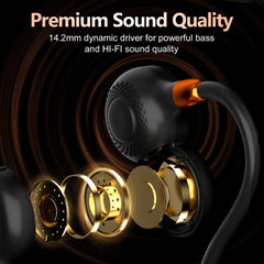 Ortizan Open Ear Headphones, Running headphones Wireless Bluetooth 5.3 IPX6 Waterproof, Clear Call, 19g Lightweight Earphones 15H Playtime & Magnetic Fast Charge for Running Cycling Workouts