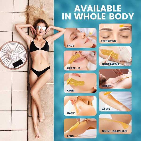 Waxing Kits Wax Heater for Hair Removal: 4 * 100g Hard Waxing Beads & 30 Waxing Sticks Waxing Machine Kit for Home Use Wax Kit Home Waxing Kit for Women/Men