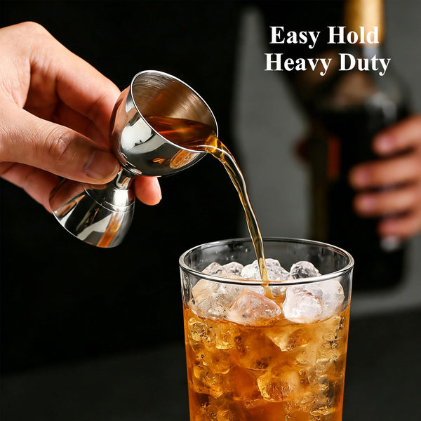 Professional Bartender Jigger - Premium Cocktail Bell Jiggers - 1oz & 2oz Double-Sided Stainless Steel Measuring Cup with Etched Inside Markings, Easy Read Ounce Lines for Home Bar & Cocktail Making