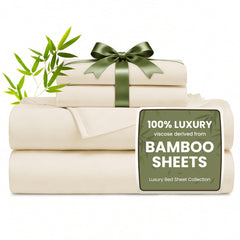Love's cabin 100% Rayon Derived from Bamboo, Queen Sheets, 4 Pieces, Beige