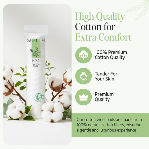 SP8TIUM Cotton Pads Cotton Wool Pads Non-Fleecing No Shed Makeup Remover (300 Pack)