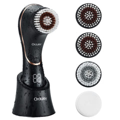 Facial Cleansing Brush, Rechargeable IPX-7 Waterproof Exfoliator for Women & Men with 4 Brush Heads