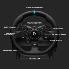 Logitech G923 Trueforce Gaming Racing Steering Wheel with Pedals, Power Feedback up to 1000 Hz, Responsive Pedal, Dual Clutch System, for Xbox Series X|S, Xbox One/PC, UK Plug - Black