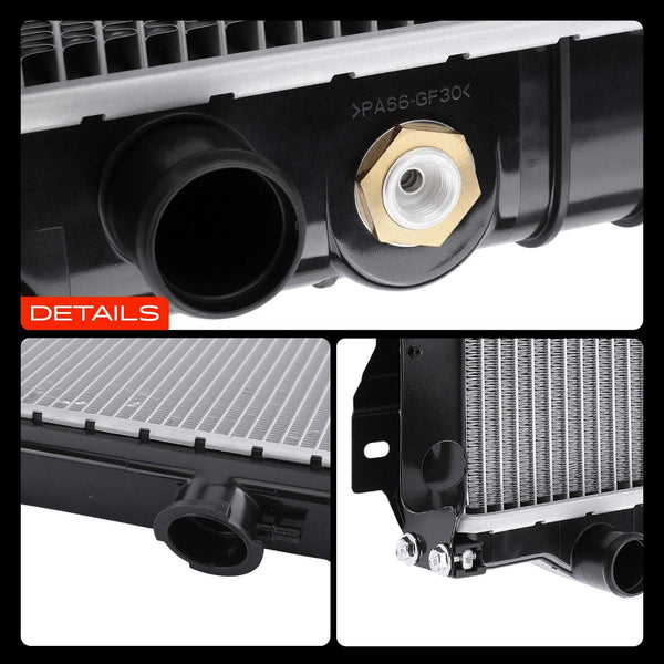 A-Premium Engine Coolant Radiator with Transmission Oil Cooler Compatible with Jeep Wrangler 87-95 97-06, TJ 97-06, 2.4L 2.5L 4.0L 4.2L, Automatic Transmission, Replace# 1682, 52080183AC