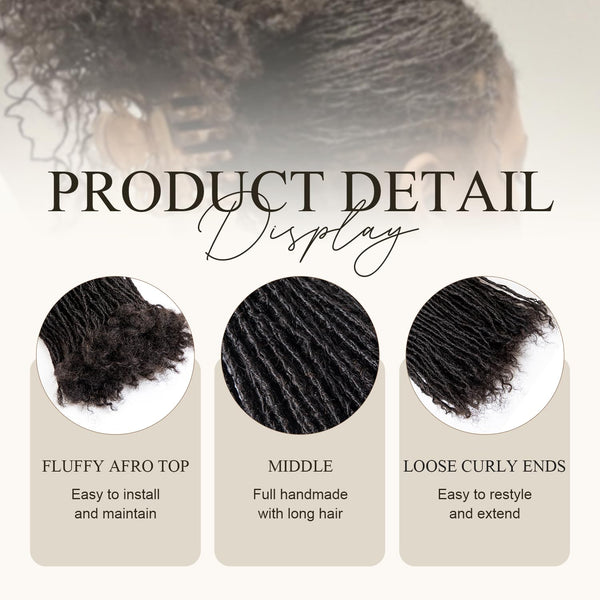 Originea Dreadlocs Extensions Human Hair 0.1cm Thickness Curly Tips Interlocked Sisters Locs 100% Real Human Hair Full Handmade Micro Locs with curly ends Dreadlock Extensions (10 Inch 100 Strands)