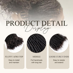 Originea Dreadlocs Extensions Human Hair 0.1cm Thickness Curly Tips Interlocked Sisters Locs 100% Real Human Hair Full Handmade Micro Locs with curly ends Dreadlock Extensions (10 Inch 100 Strands)