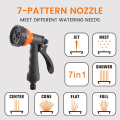 Giraffe Tools Retractable Hose Reel Wall Mounted, 30+2m Garden Hose Reel, 180° Pivoting with 7 in 1 Spray Nozzle, Grey (EUAW-30)