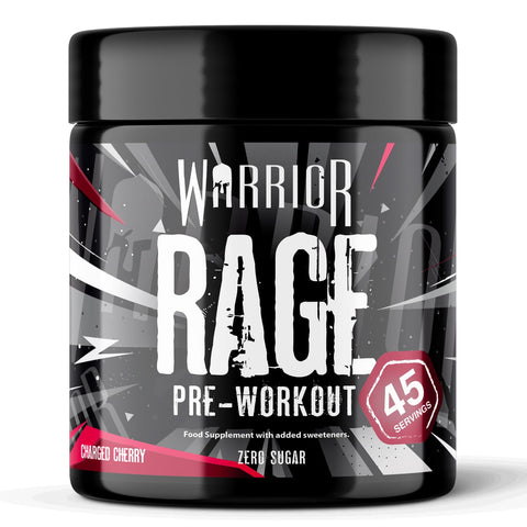 Warrior Rage Pre Workout Powder 392g (45 Servings) – 300mg Caffeine High Stim Energy Drink Supplement + Beta-Alanine, Creatine, BCAA, Taurine, Citrulline & Arginine AAKG for Muscle – Charged Cherry
