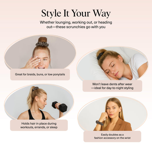 Kitsch Satin Scrunchies for Women 6pcs - Eucalyptus