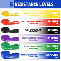 Fokky Resistance Bands Set, 6 Levels Exercise Band Pull Up Bands with Door Anchor, Resistance Band Women Resistance Bands Set Men for CrossFit, Stretching, Powerlifting, Strength Training, Pull Up