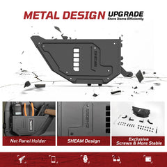 SHEAM Metal Front Door Storage Pockets for 2009-2018 Jeep Wrangler JK JKU, Sturdy Door Organizer Box Pockets Insert Accessories for Replace Sagging Nets -2 PCS