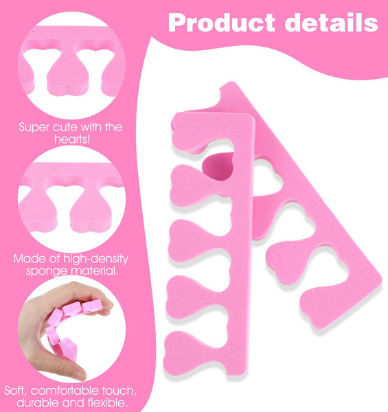 24 Pcs Toe Separators for Nail Varnish, Soft Sponge Toe Separators for Pedicure Manicure Polishing Coating Nail Polish Beauty Accessories Pink