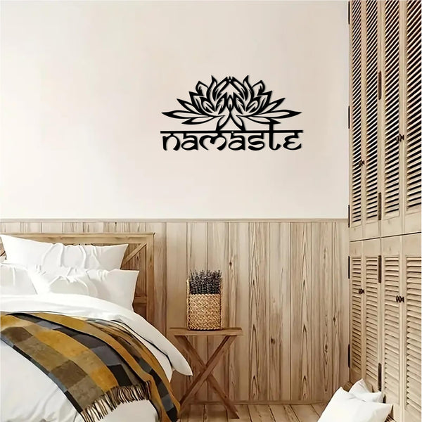 DUOOLN Metal Mandala Wall Decor,Black Modern Lotus Flower Metal Wall Art,Lotus Spiritual Meditation Decorative，Sacred Geometry Wall Art Sign for Home Bedroom Living Room Office Yoga Studio