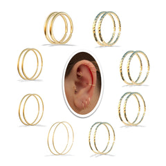 14K Gold Filled Small Hoop Earrings for Cartilage Nose, Tiny Thin 8mm Piercing Hoop Ring 24 Gauge (Gold, 8mm 24 gauge / 1 pair)