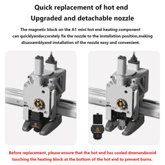 A1, A2L Hardened Steel Hotend Kit, 3D Printer Print Head Hot End Heating Block Kit with 0.2mm Leak-proof Integrated Nozzle and Silicone Socks for Bambu Lab A1/A1 Mini/A2L