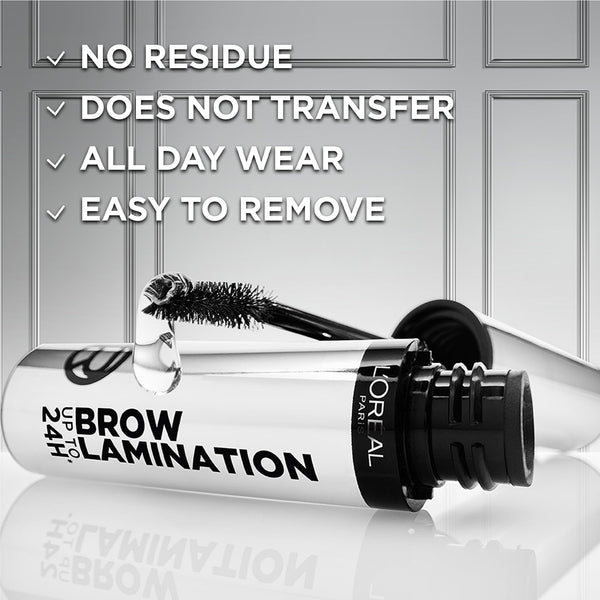 L'Oréal Paris Brow Lamination Gel, Hold for up to 24 Hours*, Day and Night, Lifted and Fuller-looking Brows, Infallible Brow Lamination Gel, Clear, 15g