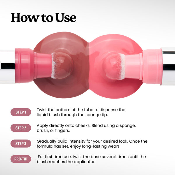 Sacheu Cheek STAY-N Liquid Blush for Cheeks — High Pigment, Buildable, Lightweight Cream Blush for Dewy & Radiant Flushed Cheeks — Long-lasting & Cruelty Free, I'm Cute