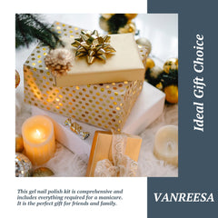 VANREESA Gel Nail Kit, 12 Colours Gel Nail Polish Set with Lamp Starter Kit Gold Red Green Gels Polish Set Manicure Tools Nails Salon DIY at Home Gifts for Women