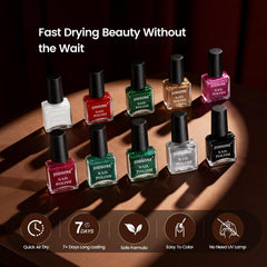 JODSONE Nail Polish Set & Nail Varnish Sets, 10 Colours with Base Coat & Top Coat, Quick Dry Solid & Glitter Nail Polish Kit for Home Salon DIY Manicure Nail Art, Gifts for Women & Girls