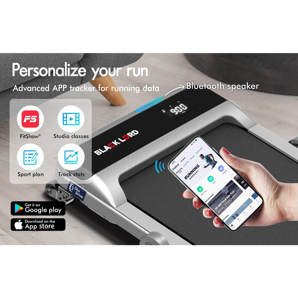 BLACK LORD Walking Pad, Treadmill for Home, Under Desk Treadmill with LED Display & Bluetooth Speaker & Wristband Remote, Running Machine with 2-level Incline, 1-14KM/H, No Assembly