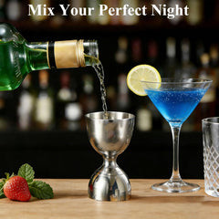 Professional Bartender Jigger - Premium Cocktail Bell Jiggers - 1oz & 2oz Double-Sided Stainless Steel Measuring Cup with Etched Inside Markings, Easy Read Ounce Lines for Home Bar & Cocktail Making