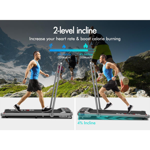 BLACK LORD Walking Pad, Treadmill for Home, Under Desk Treadmill with LED Display & Bluetooth Speaker & Wristband Remote, Running Machine with 2-level Incline, 1-14KM/H, No Assembly