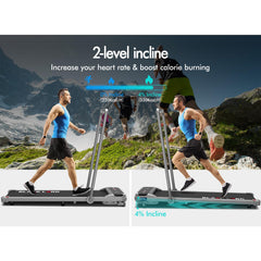 BLACK LORD Walking Pad, Treadmill for Home, Under Desk Treadmill with LED Display & Bluetooth Speaker & Wristband Remote, Running Machine with 2-level Incline, 1-14KM/H, No Assembly