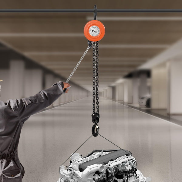 2 Ton Hand Chain Hoist 9.51ft Manganese Steel Manual Lifting Tool Industrial Chain Block with Swivel Hook Heavy Du Cable Hoist for Worhop and Ga