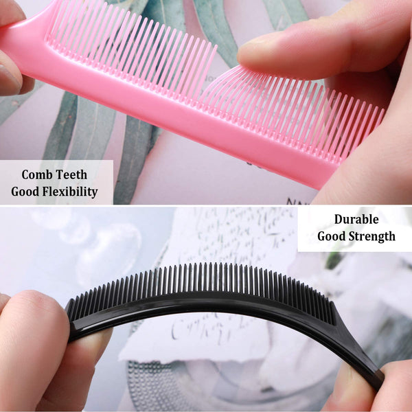 JANYUN 3 Pcs Rat Tail Combs Salon Hairdressing Comb with Stainless Steel Handle, Fine Tooth Combs for Women, Barber