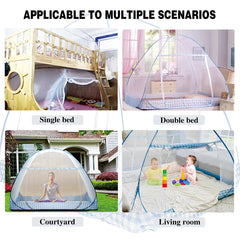 Digead Mosquito Net, 150x200cm Bed Canopy, Portable Travel Mosquito Nets, Foldable Double Door Mosquito Camping Curtain - Brown Edge