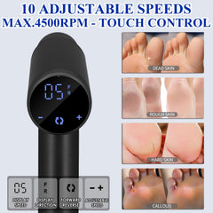 Electric Foot File Feet Hard Skin Remover 4500rpm, Adjustable Speed Foot Sander Professional Electric Callus Remover for Women Men Dry Dead Skin Remover, Black
