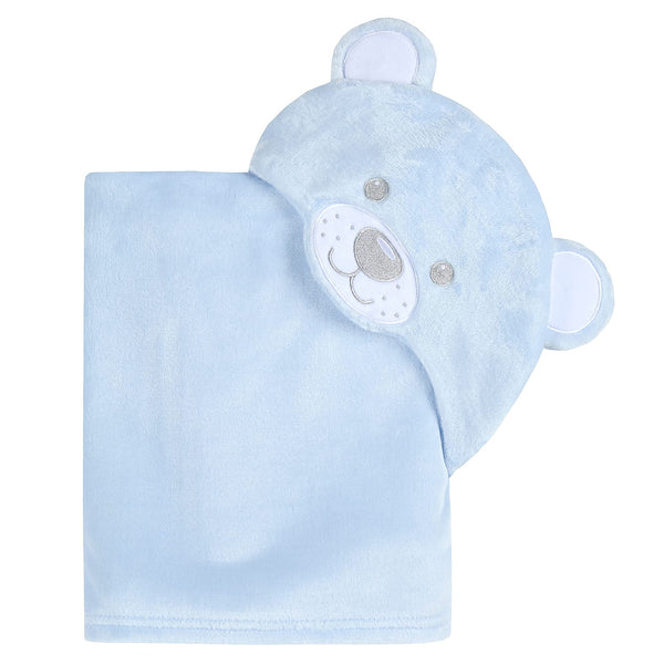 Lora Dora Baby Boys Girls Hooded Fleece Blanket Newborns Bear Rabbit Cuddle Wrap Baby Robe Blue