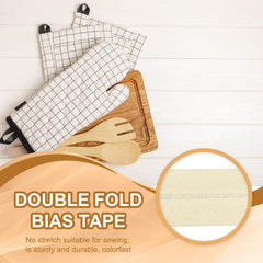YELARXI Double Fold Bias Tape for Sewing, Quilt Binding Cotton Bias Tape Double Fold 1 Inch 25 Yards Fit for Hemming Seaming DIY Crafts Piping - (Beige)